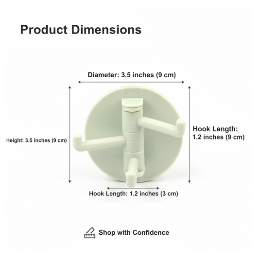 180° Rotating Punch-Free 3-Hook Sticky Hook – 1 Pc