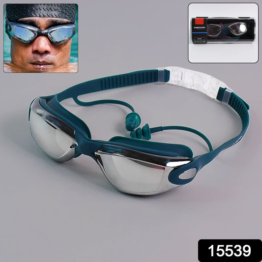 Konex Professional Anti-Fog UV Protection Swimming Goggles Mirrored Lenses and Earplugs