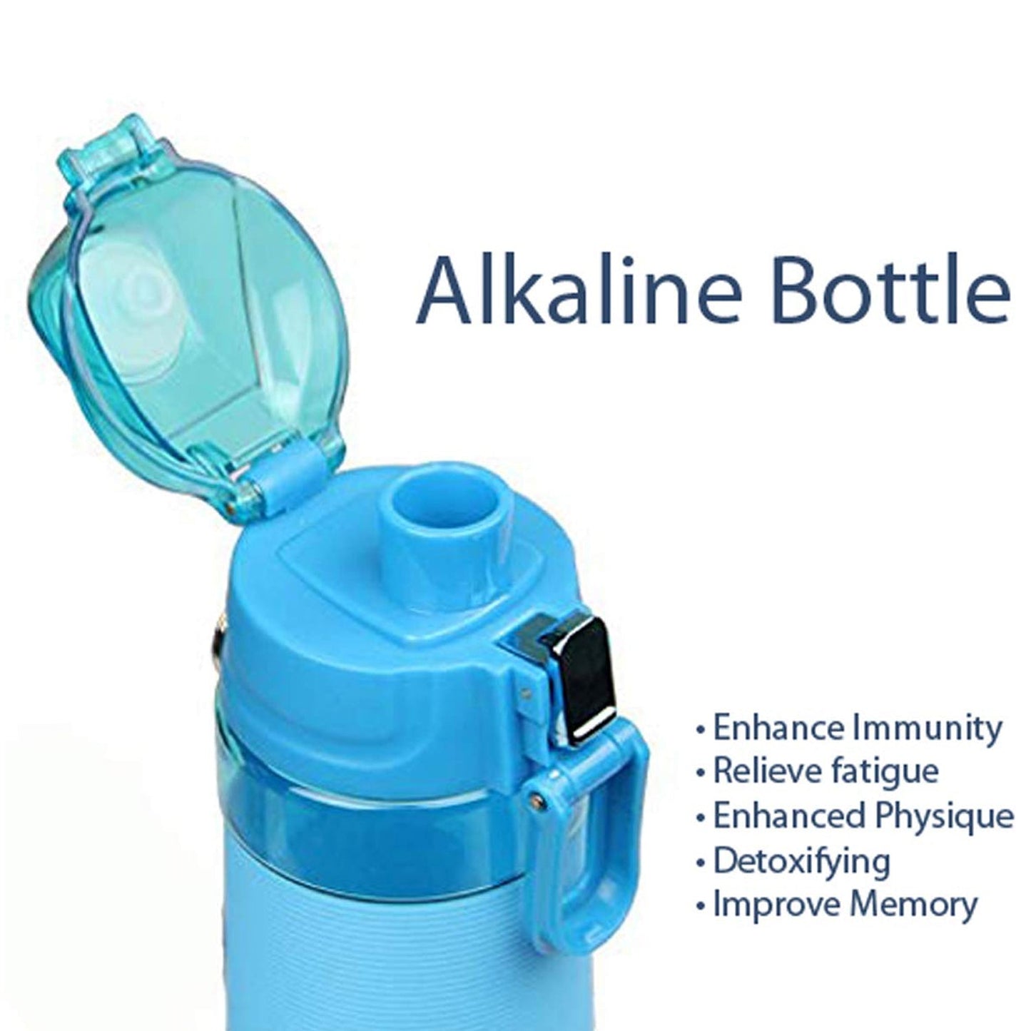 Alkaline Water Bottle with Food Grade Plastic, Stylish & Portable (Particulates Not Included)