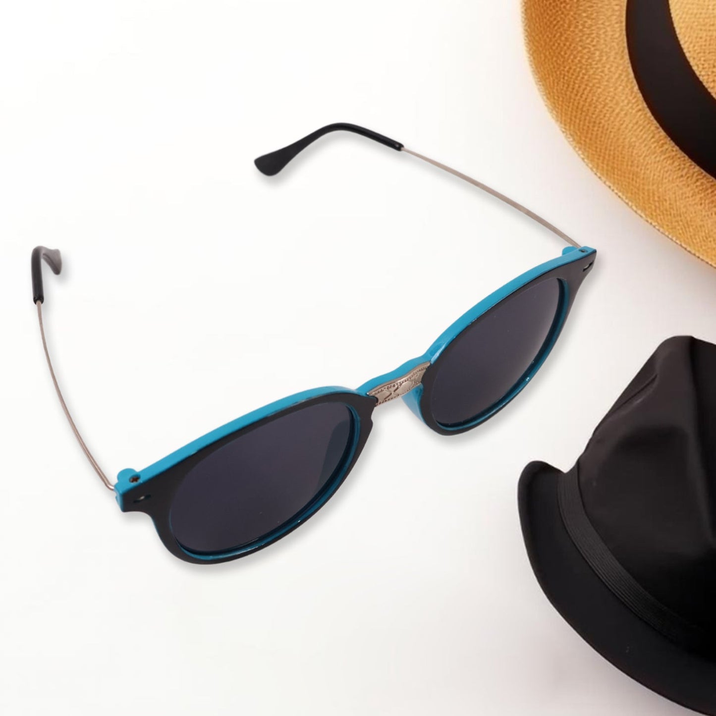 Sky Blue UV Protected Round Sunglasses, classic Sunglasses for Men & Women