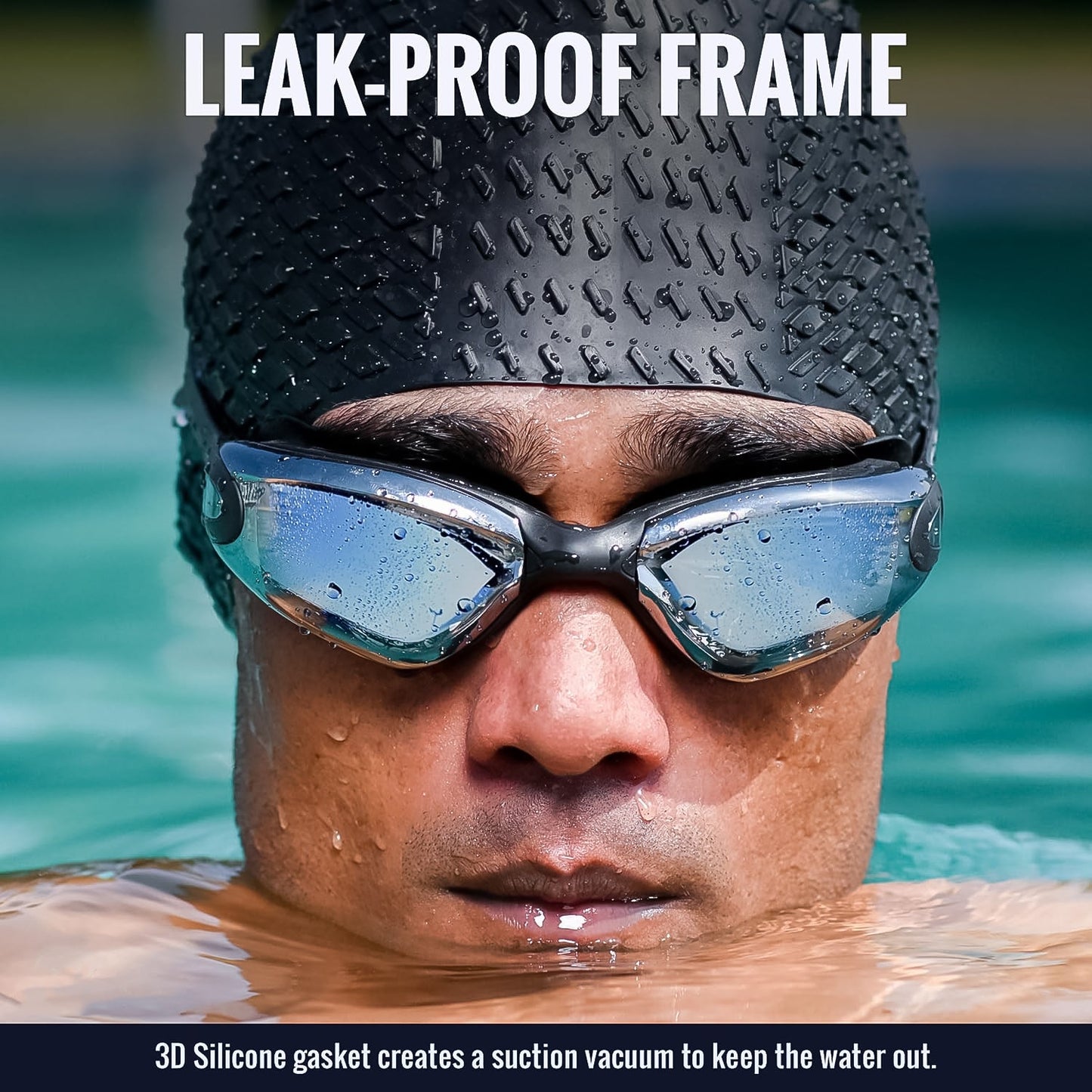 Konex Professional Anti-Fog UV Protection Swimming Goggles Mirrored Lenses and Earplugs