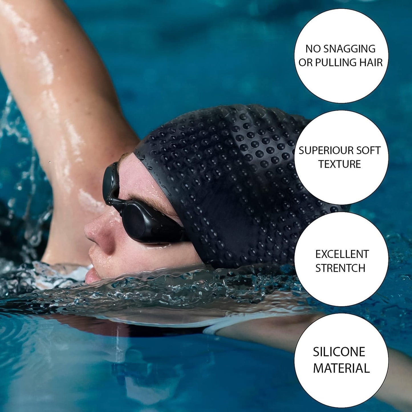 Konex Premium Silicone Waterproof Swimming Cap (1 Pc)