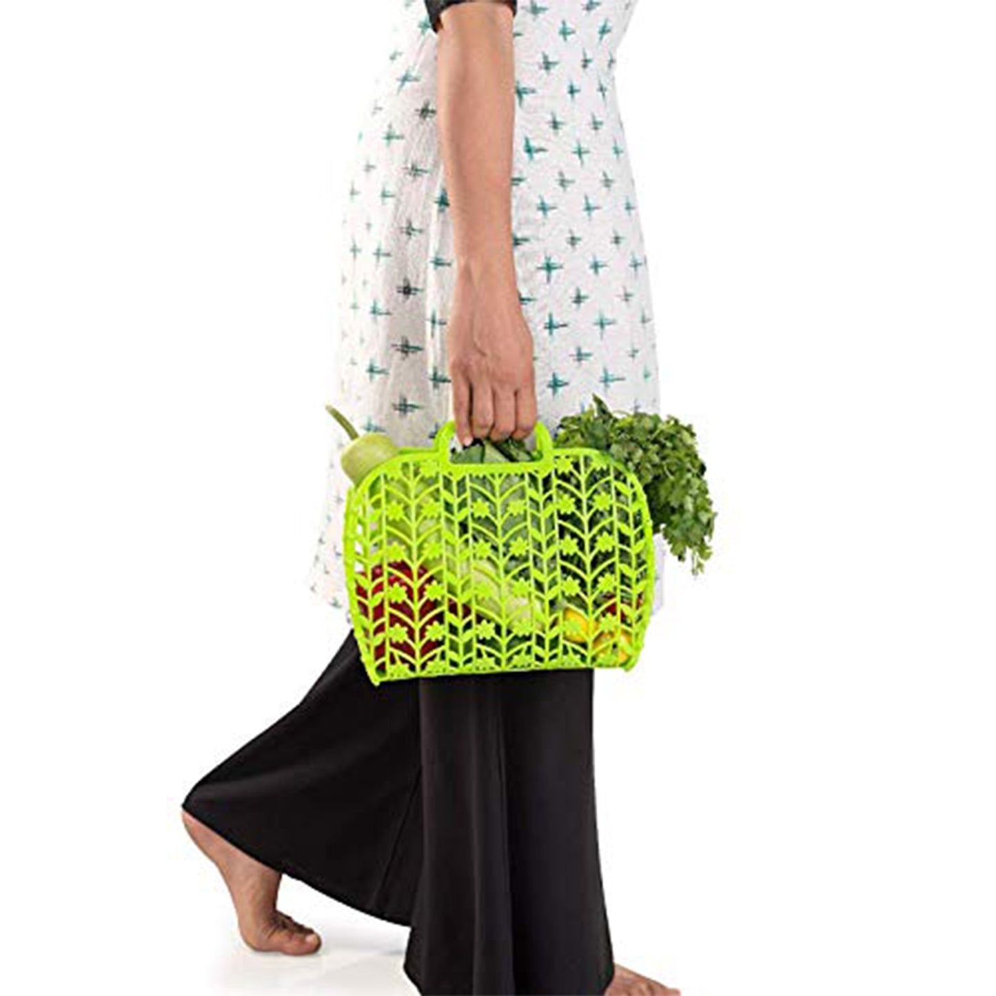 Plastic Basket Bag || Fruit & Vegetable Storage Basket (3 Pcs Set / Multicolor)