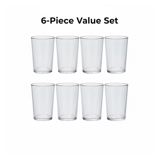 Apex Clear Plastic Tumbler / Glass Set – 6-Piece Unbreakable