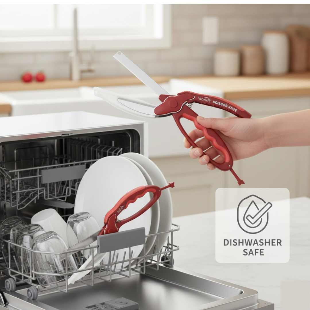 2-in-1 Kitchen Scissor – Spring Locking Knife & Chopping Board (1 Pc)