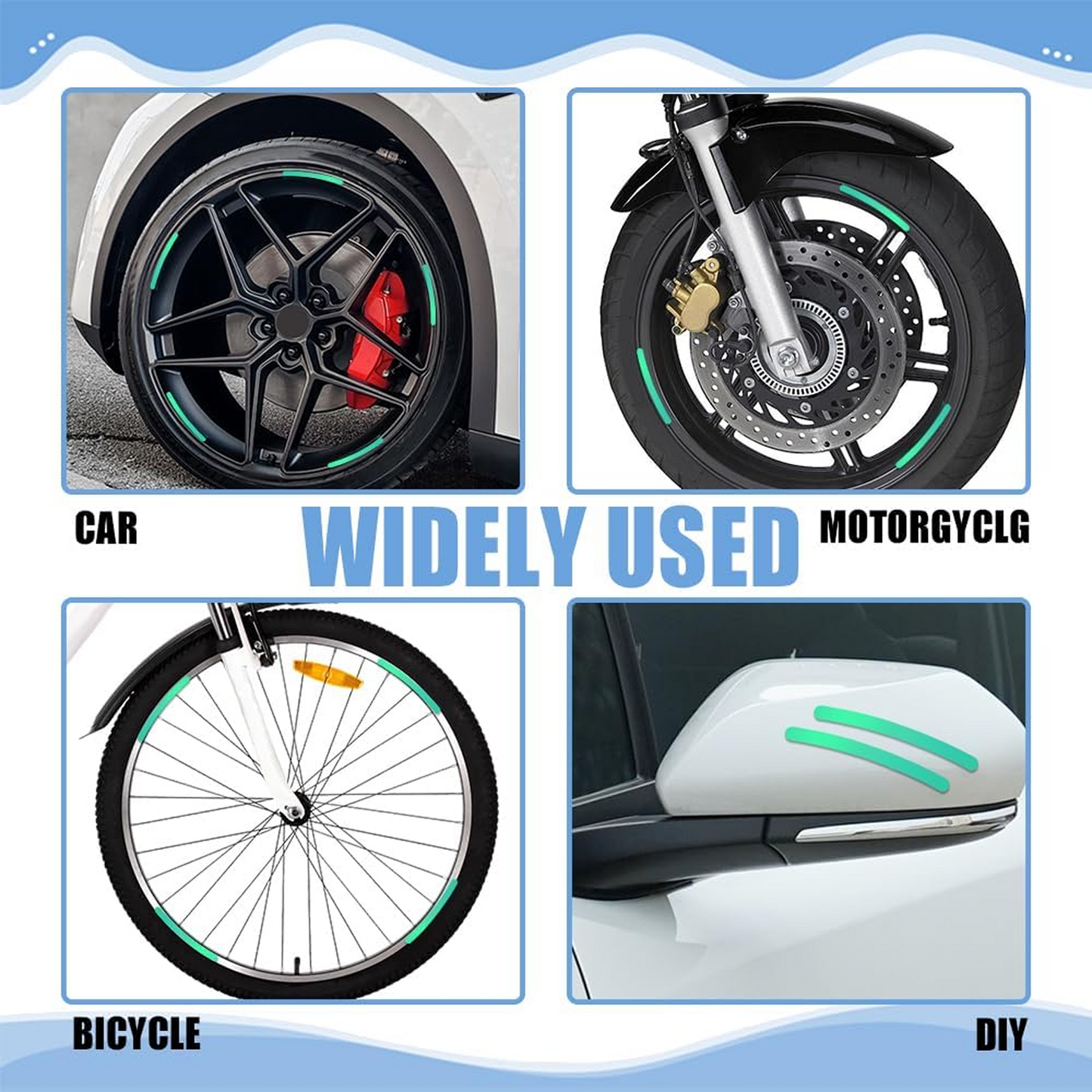 Car Wheel Hub Reflective Car Stickers, Night Warning (20 Pcs Set/ Multicolored)