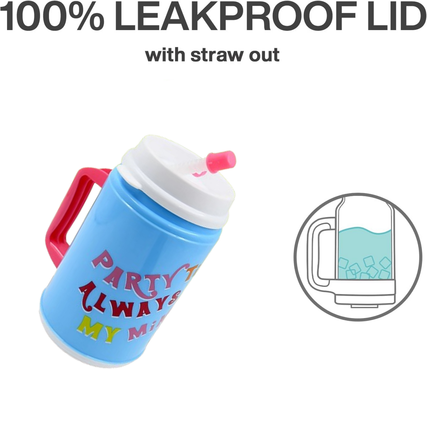 Insulated Mug with Lid Handle Flexible Straw with Cap (709 ML)