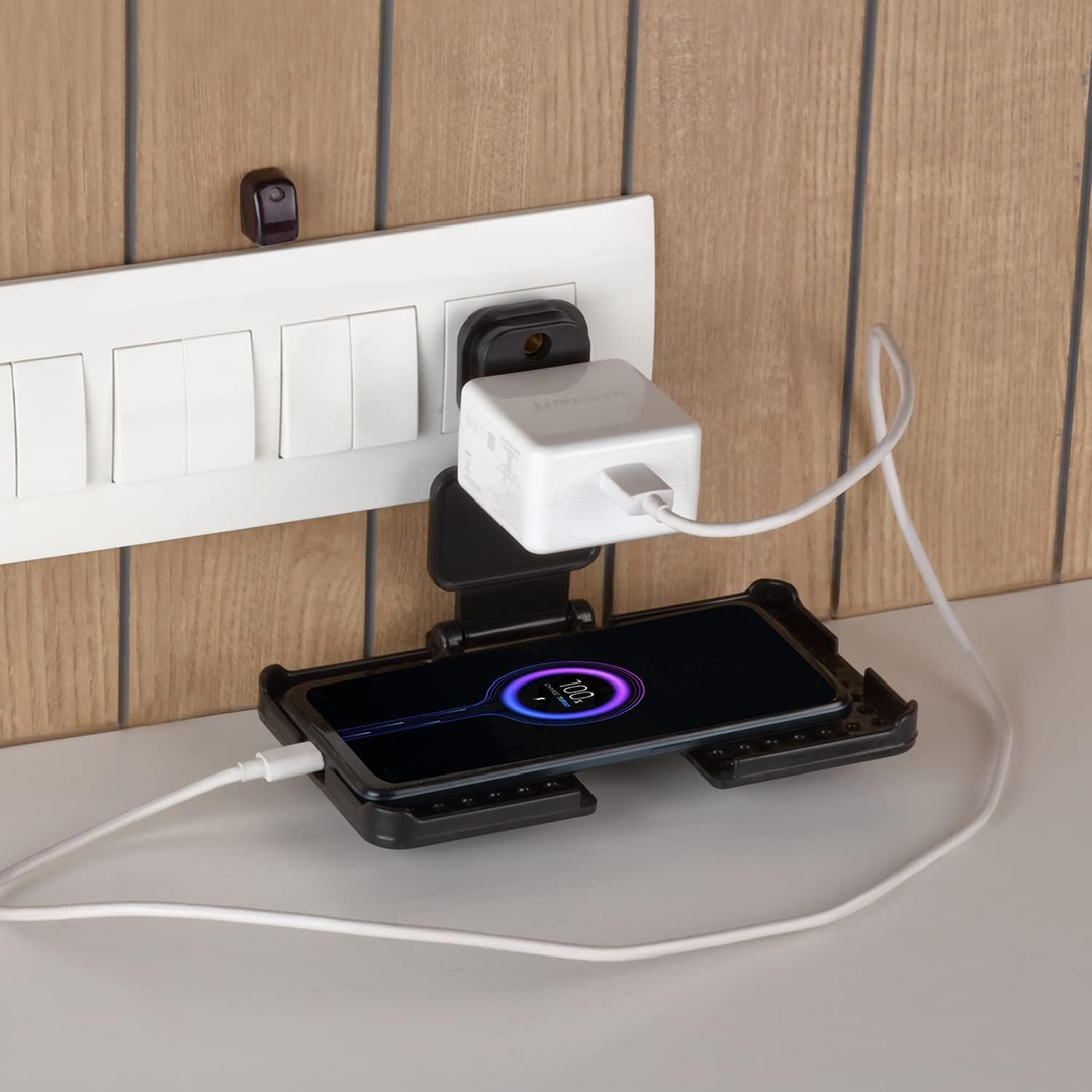 Multi-Purpose Wall Holder Stand for Charging Mobile (Black)