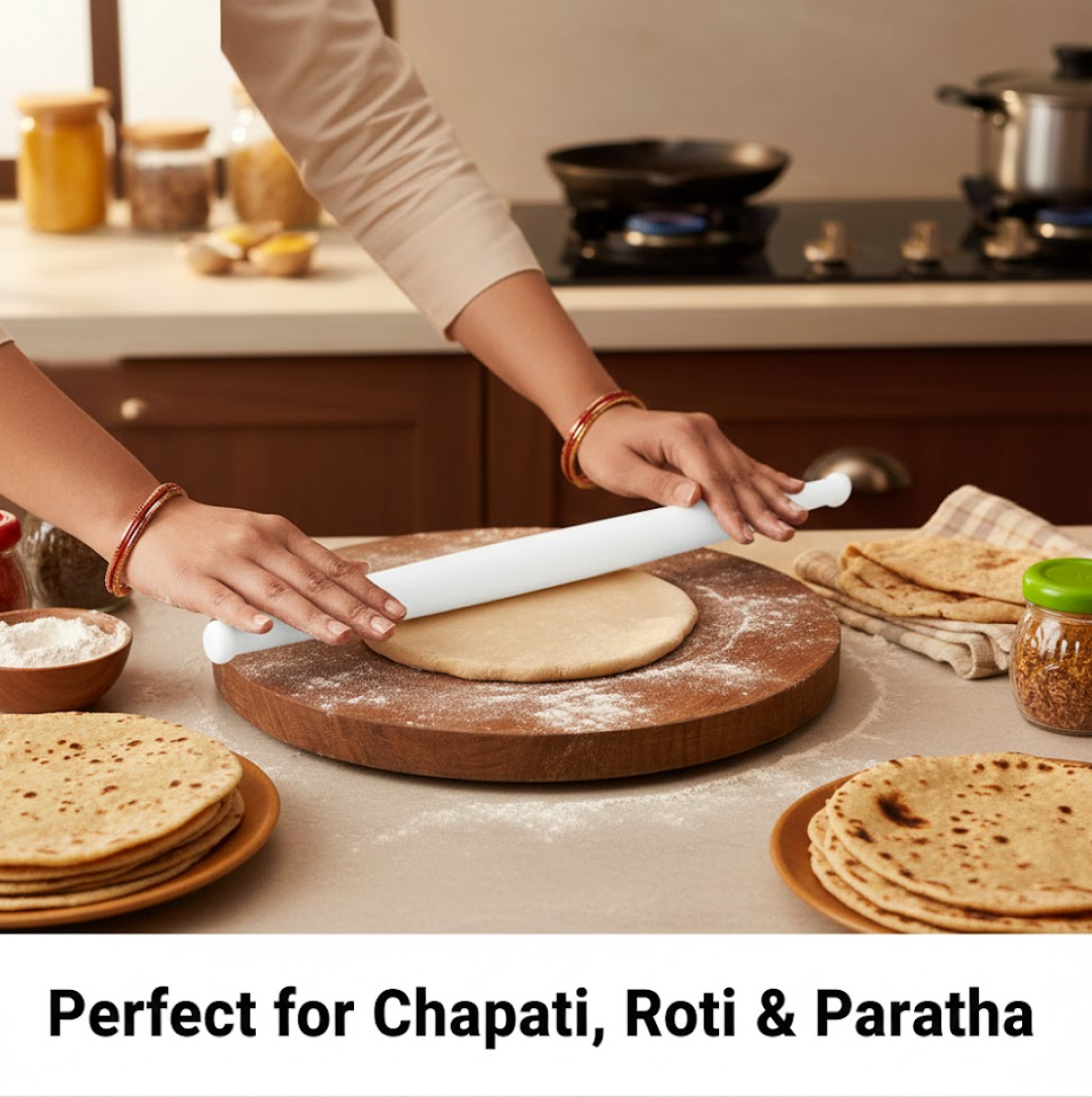 White Plastic Rolling Belan for Chapati Making