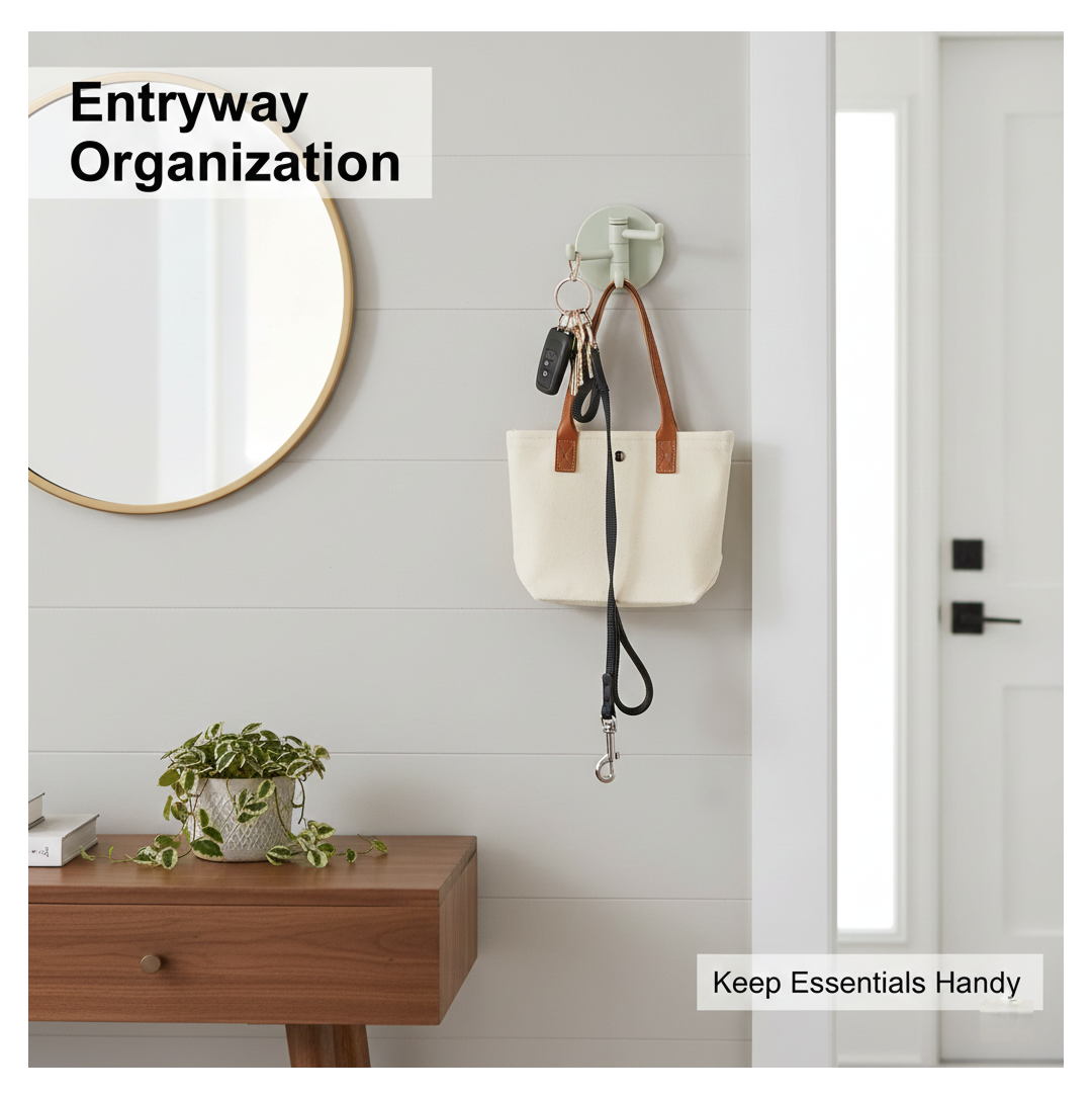 180° Rotating Punch-Free 3-Hook Sticky Hook – 1 Pc