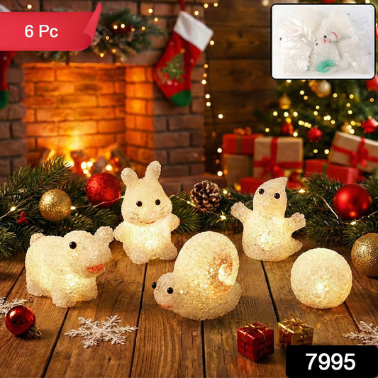Christmas MULTI SHAPE SMALL LIGHT LAMPS LED SHAPE CRYSTAL CHRISTMAS NIGHT LIGHT LAMP (6 PC SET)