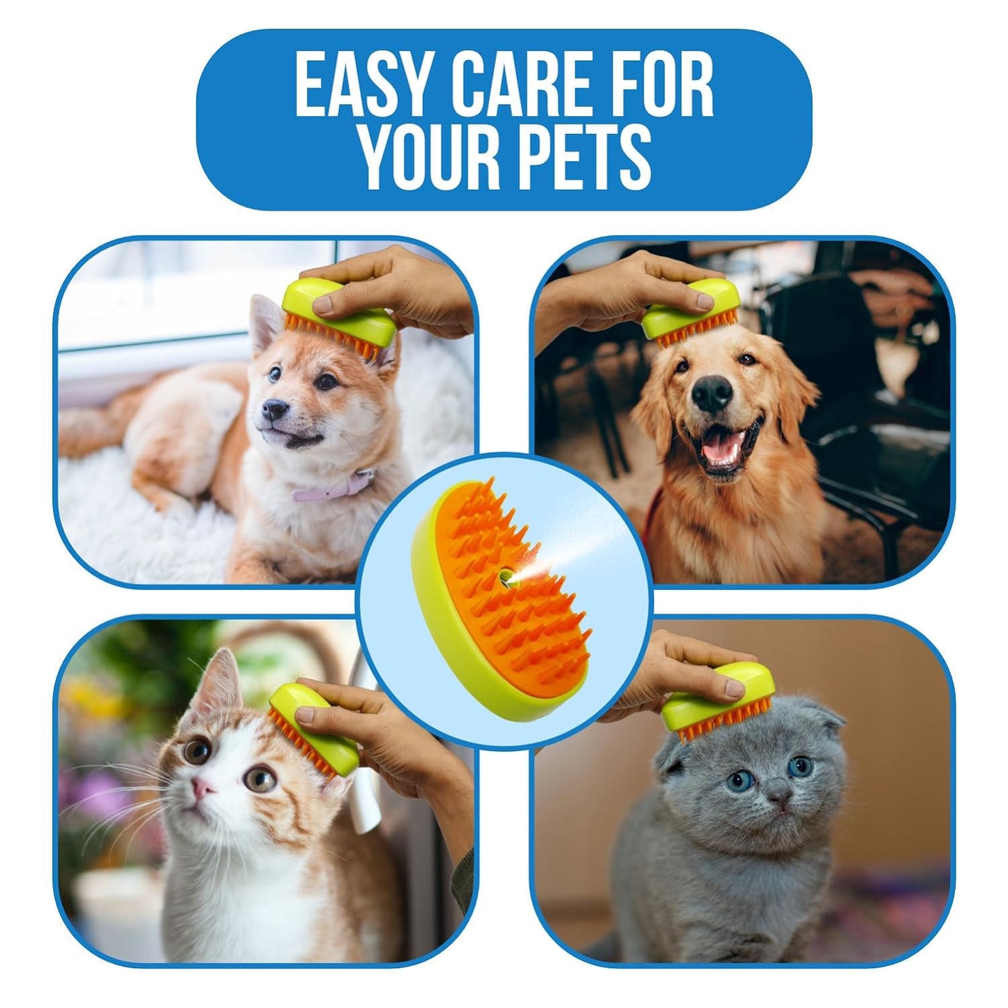 3-in-1 Cat Steamy Brush – Self-Cleaning Pet Grooming & Hair Removal Comb