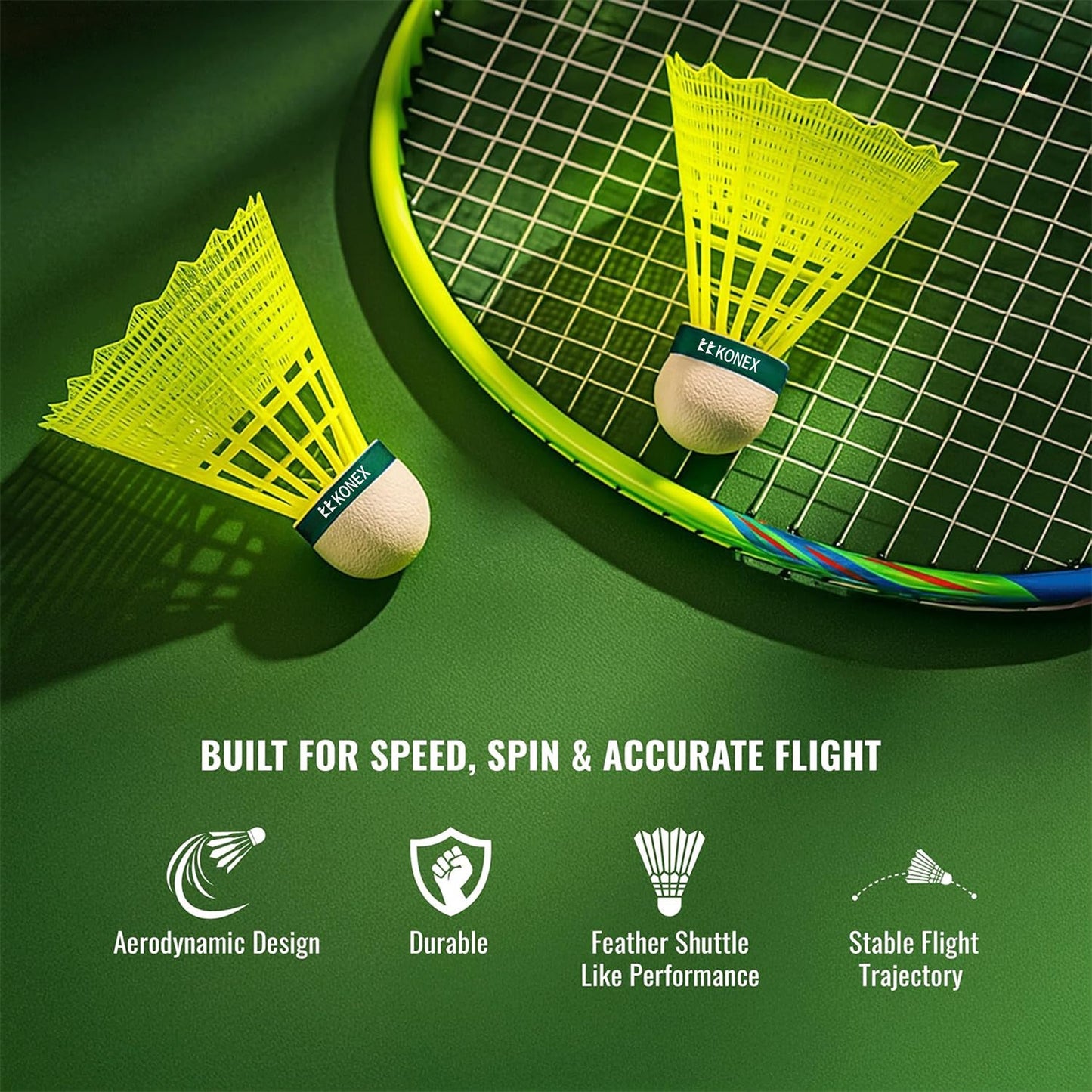 Konex Durable Plastic Shuttlecock (6 Pcs Set)