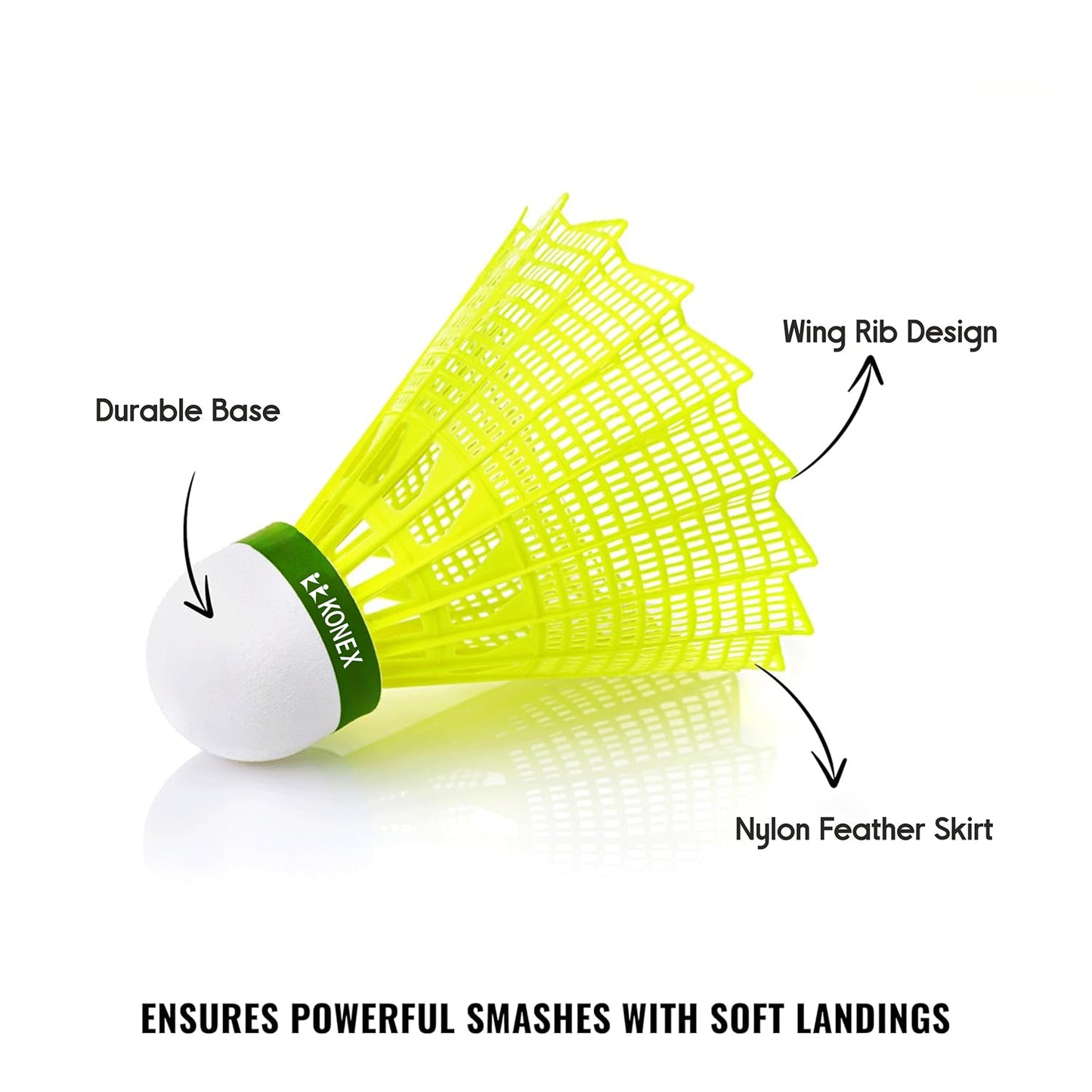 Konex Durable Plastic Shuttlecock (6 Pcs Set)