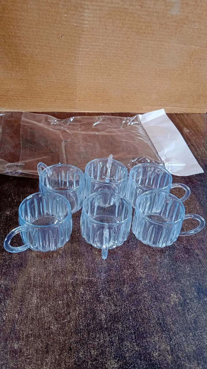 Unbreakable Transparent Plastic Tea Cups (Set of 6 Pc)