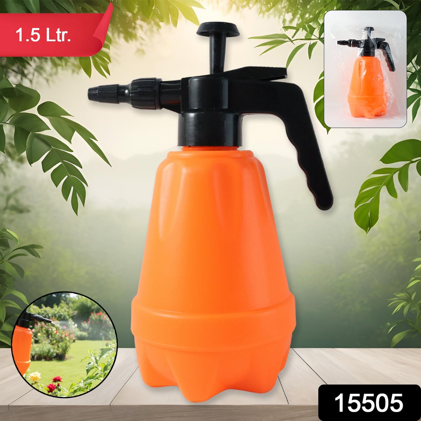 1.5L Heavy-Duty Plastic Pressure Spray Bottle with Adjustable Nozzle